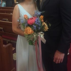 Kenneth Winston 5287L Bridesmaid Dress blue fabric